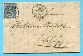 Faltbrief von Luzern nach Schwyz 1865