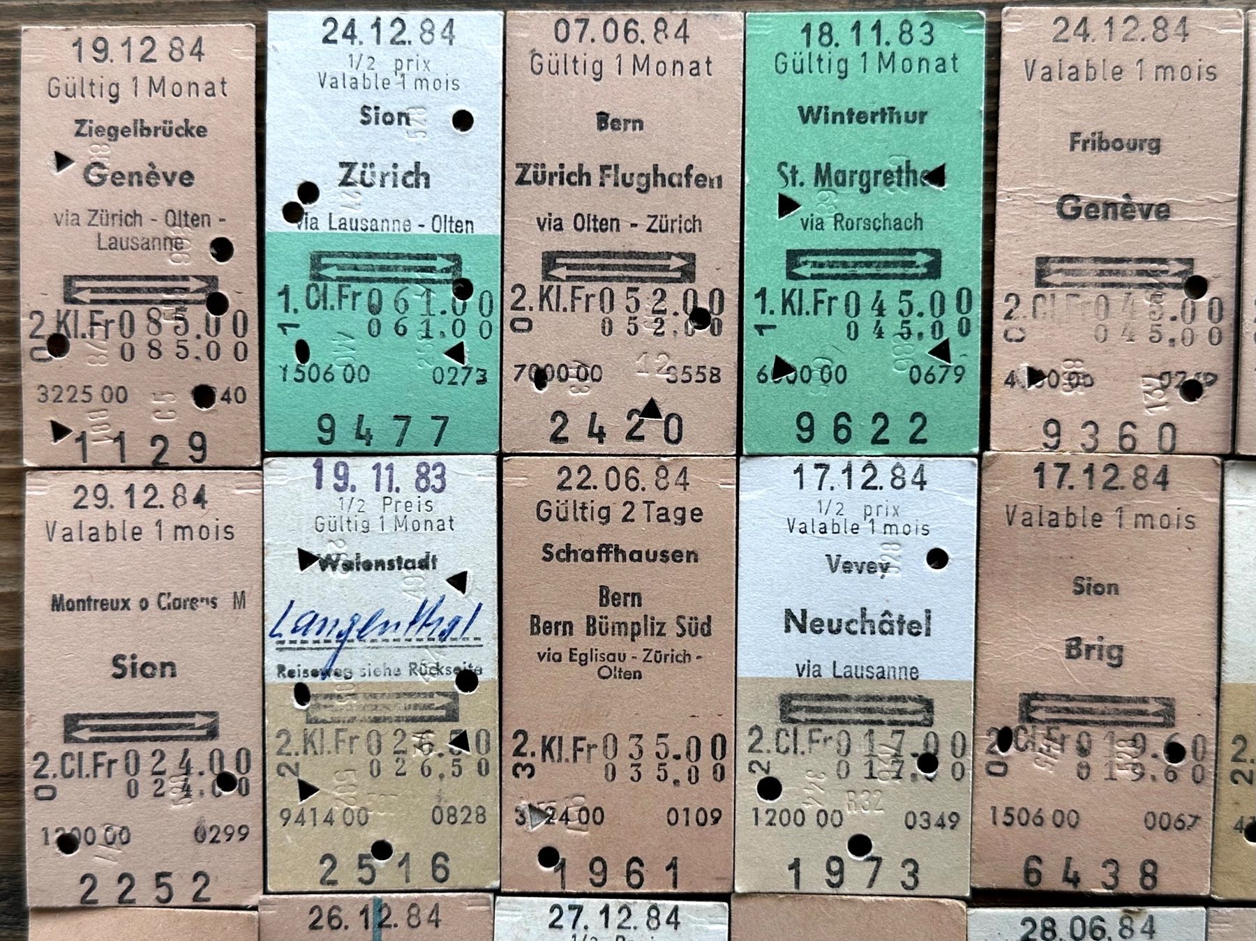 Biglietti: 20 Top Billette, SBB, Tickets Edmondsche Kartonbillette – Usato da Seltisberg venduto da quadartswiss 1