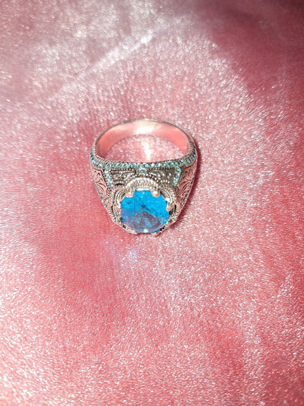 Anelli: Edelstahl ring mit blauem Stein, Grösse 12 – Nuovo e nell'imballaggio originale da Bassersdorf venduto da Hyri.i