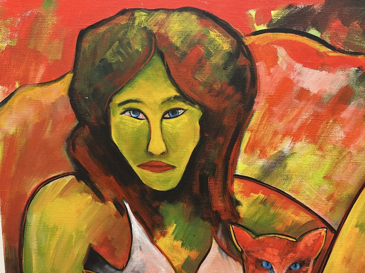 Tableaux: Acrylbild "Katzen", H. Eberle, 60x60cm, signiert – D'occasion à Rüti ZH par Walti0 1
