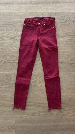 7 For All Mankind Dark Red Ankle Skinny Jeans, Size 26