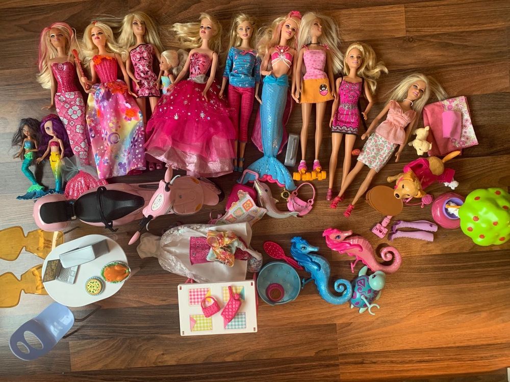  Barbie Puppen Set + div. Zubehör (Gebraucht) in für CHF 22 – mit Motiv 
