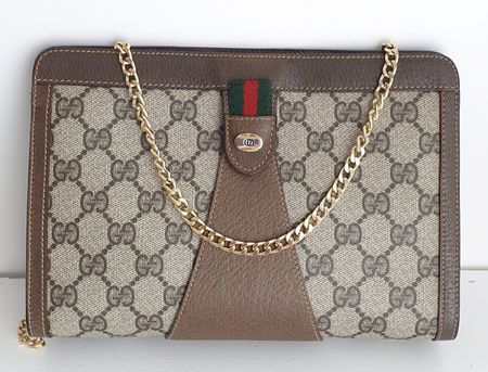 Gucci Vintage Clutch/Crossbody Tasche Leder Braun  