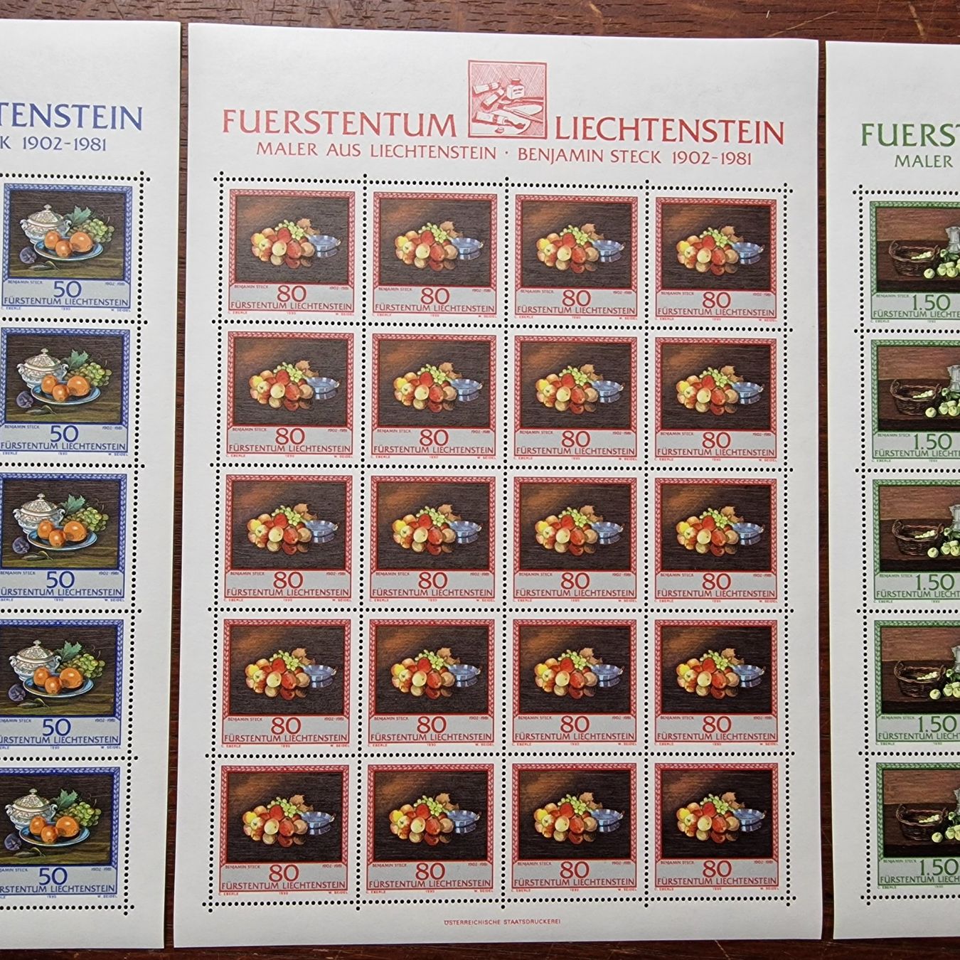 Tutti i francobolli: FL 1990 Serie Bogen "Maler aus Liechtenstein" postfrisch – Nuovo (secondo la descrizione) da Aesch LU venduto da briefmarken.uray 2