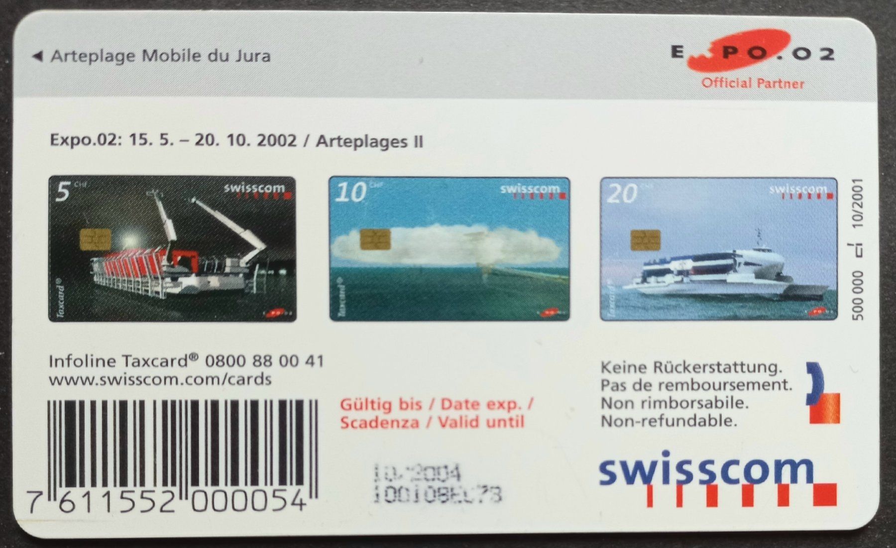 Swisscom Schede telefoniche: Taxcard - Expo 02 - CH – Usato da Niederuzwil venduto da lubimaja 1