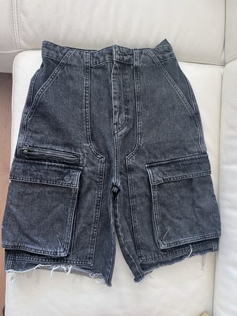 Zara Black Denim Cargo Shorts - Size EUR36, New