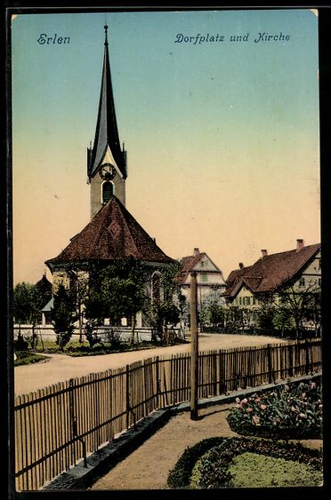 Cartes postales: AK Erlen, Platz und Kirche – D'occasion à Berlin par bartko-reher