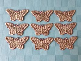 9 Textil Embleme Schmetterling rot goldfarben Aufnäher