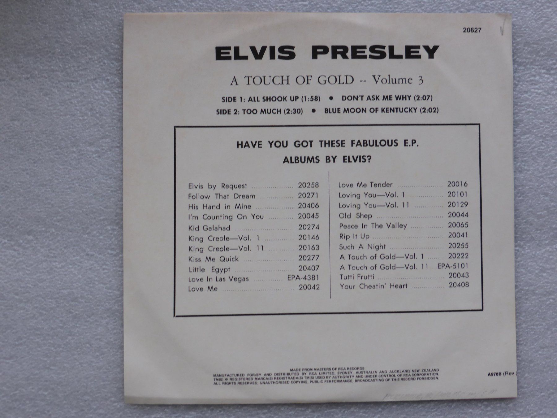 Vinyles: Vinyl Single   EP   ELVIS PRESLEY – D'occasion à Küssnacht am Rigi par Mondkinder 3