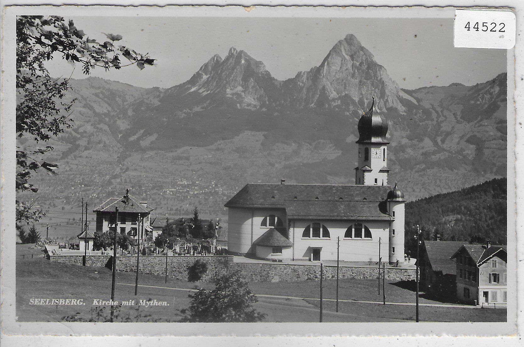 Cartoline postali: Seelisberg - Kirche mit Mythen – Usato da Ettingen venduto da Kartenplanet