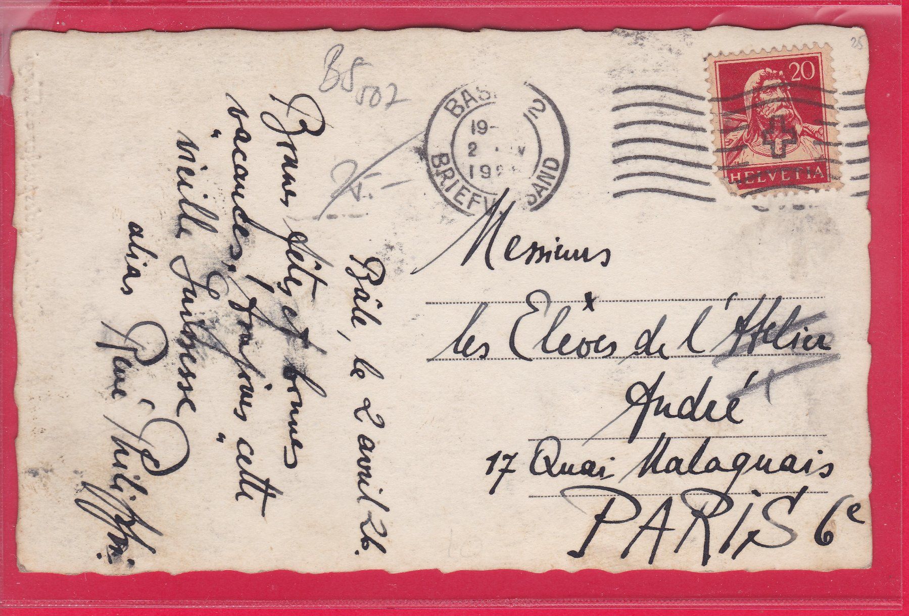 Cartoline postali: BASEL, FISCHMARKT, 2.4.1926 – Usato da Oberrieden venduto da Gebirgsstelze 1