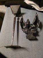 Drachenfigur mit Glaskugel und Kerzenständer Metall
