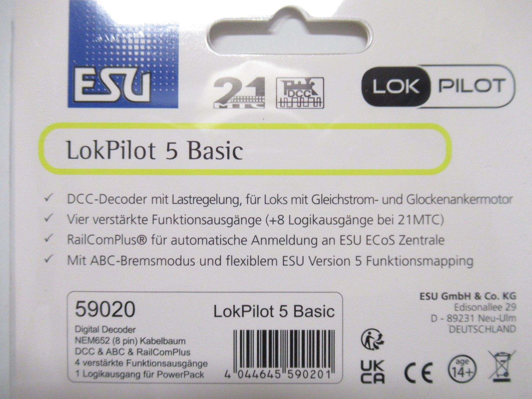 Esu Trains électriques: ESU 59020 Digitaldecoder Lokpilot 5 Basic NEM652 Kabelbaum – D'occasion à Basel par mhmarken 3