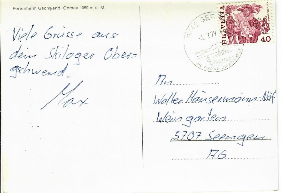 Cartoline postali: Ferienheim Gschwend - Gersau – Usato da Hochdorf venduto da Ziegel-16 1