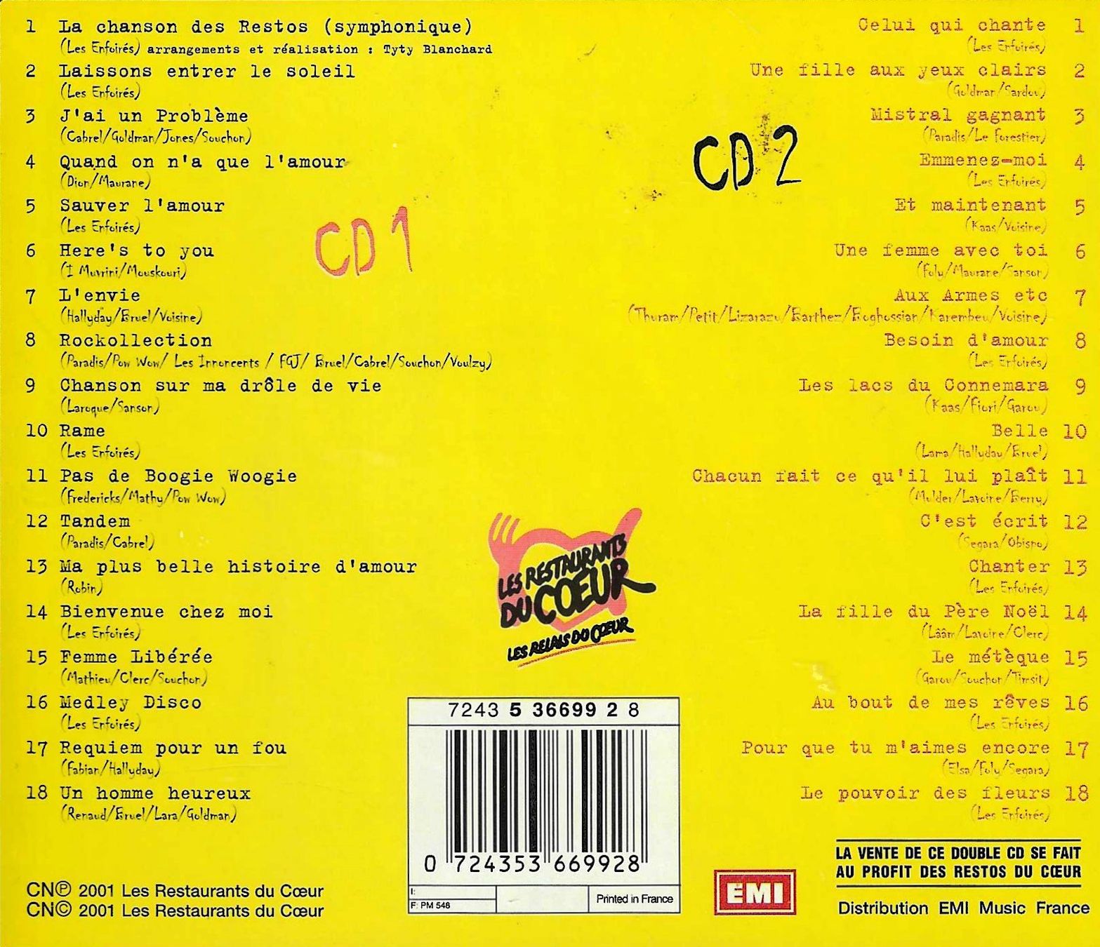 CD: Les Enfoirés - La compil' 2 CD's – Usato da Savagnier venduto da Ne2065 1