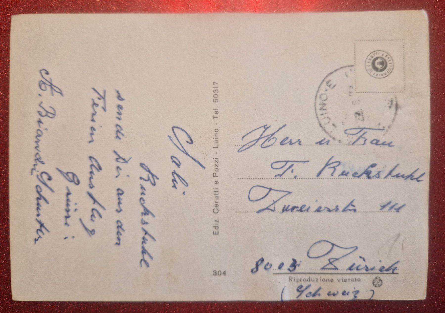 Cartoline postali: Luino Lago Maggiore alt – Usato da Melchnau venduto da Fishel 1