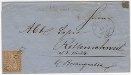 HÜNTWANGEN Balkenstempel auf Drucksache nach ROTTENSCHWEIL