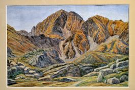 Aquarelle "Paysage des Pyrénée" signée Pierre Desaules 1949