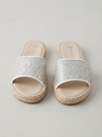 Macarena Pantoletten/Espadrilles Glitzer Weiss/Silber -Gr.37