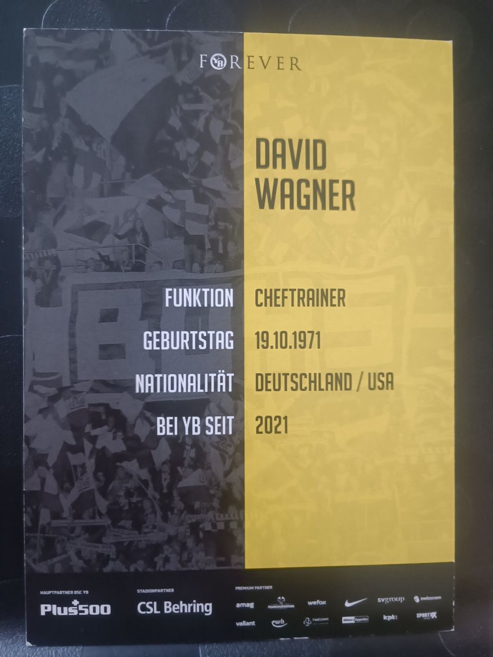 Autographes: David Wagner - YB Bern - handsignierte Karte – D'occasion à Menziken par Artographs 1