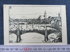 BASEL  RHEINBRÜCKEN PTO JUVENTUTE KÜNSTLER-AK BS