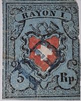 Rayon Nr. 15II Typ 19 blaues PD / Bern Attest