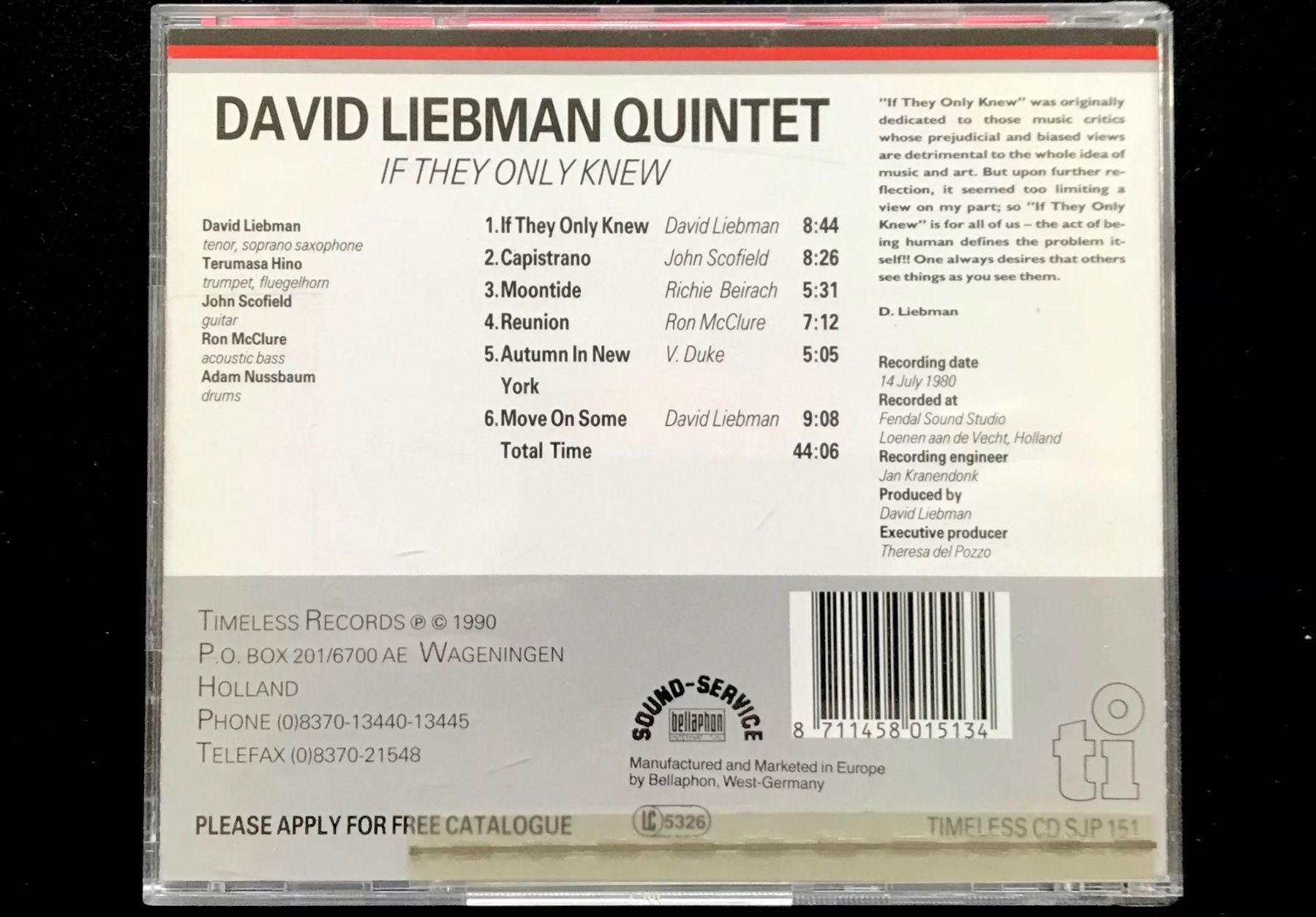 CD: CD David Liebman Quintet - If They Only Knew – Usato da Zürich venduto da tomakomai 1