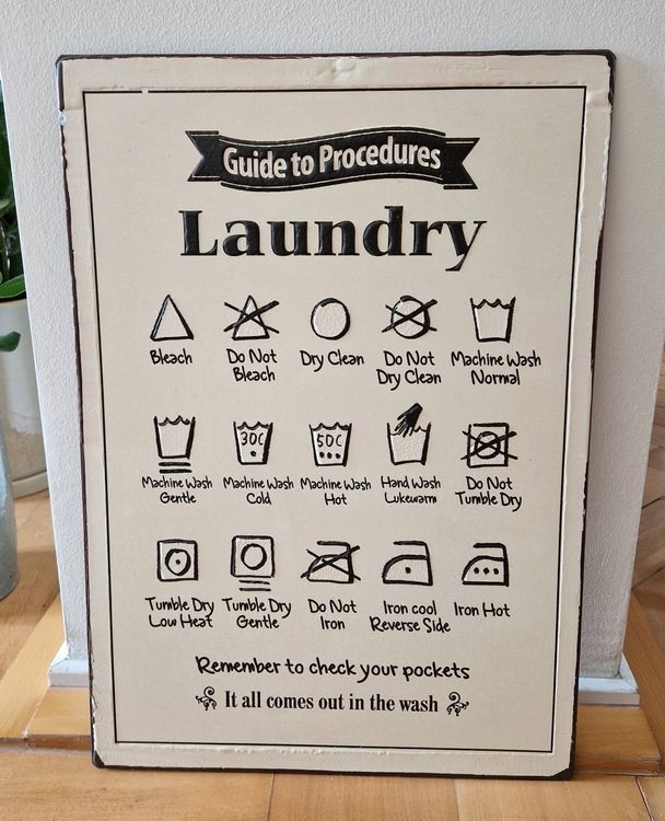 Metallposter GUIDE TO PROCEDURES LAUNDRY, 54x38cm | Kaufen auf Ricardo