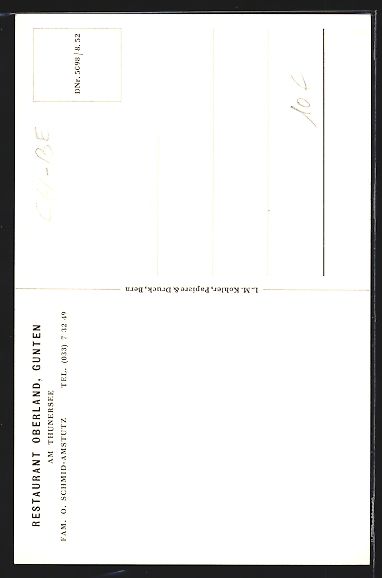 Cartoline postali: Gunten, Restaurant Oberland am Thunersee – Usato da Berlin venduto da bartko-reher 1