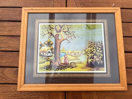 Tableau relief seine automnale dans un verger