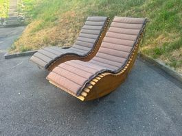 2x Beliani Sonnenliege BRESCIA II aus Akazienholz inkl. Pols