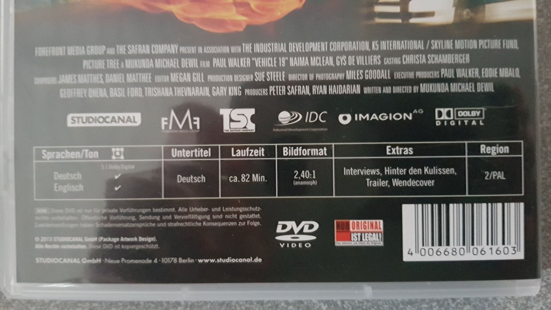 Tous les DVDs: DVD Vehicle 19 / Paul Walker – D'occasion à Oetwil am See par fineli2 1