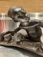 Sculpture africaine percussionniste bois d’ébène