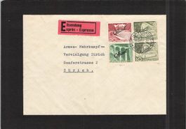 Beleg mit Freimarken Officiel Nr. 68,74 plus Nr.299 , 1952