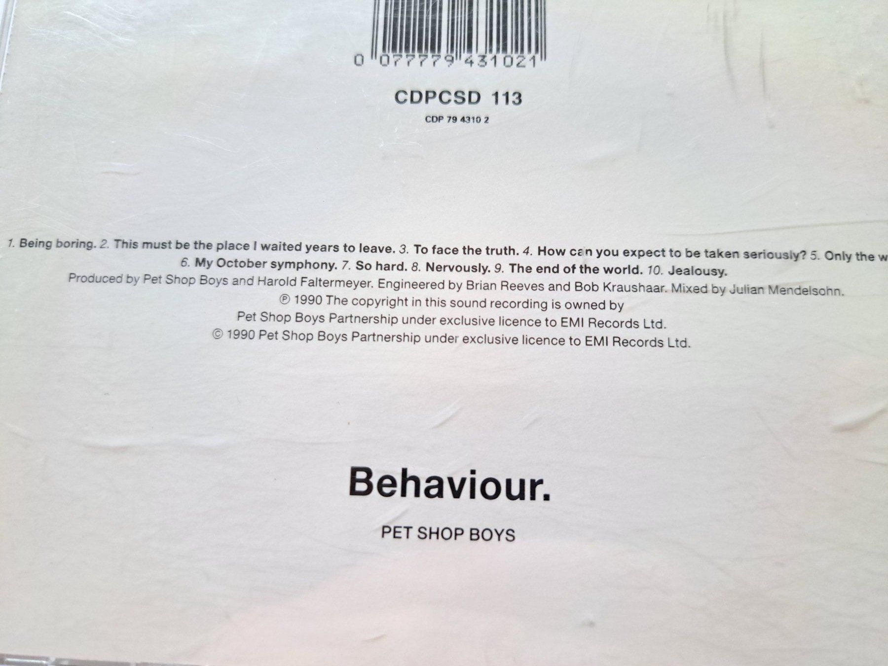CDs: Cd Pet Shop Boys - Behaviour – Gebraucht aus Pully von bro_n52j 2