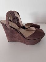Prada Brown Suede Platform Wedge Sandals Size 38