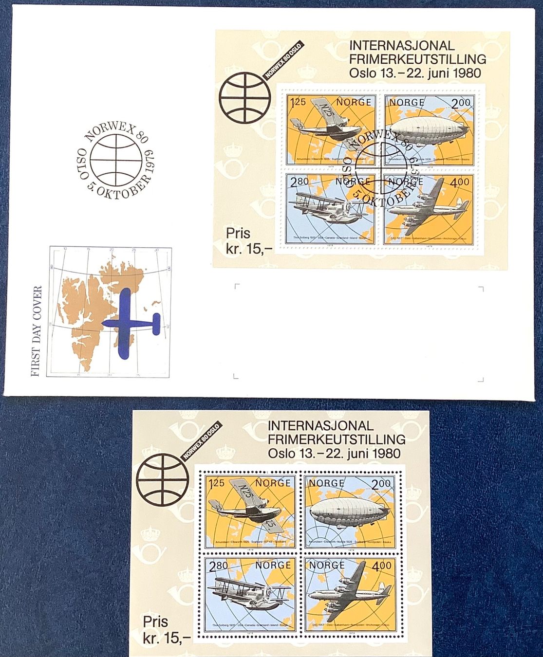 Tutti i francobolli: 1979 Norwegen FDC + Block **  Arktischen Luftfahrt Block2 – Nuovo (secondo la descrizione) da Liestal venduto da Skunk02