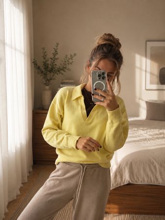 Zara yellow knit sweater, size S