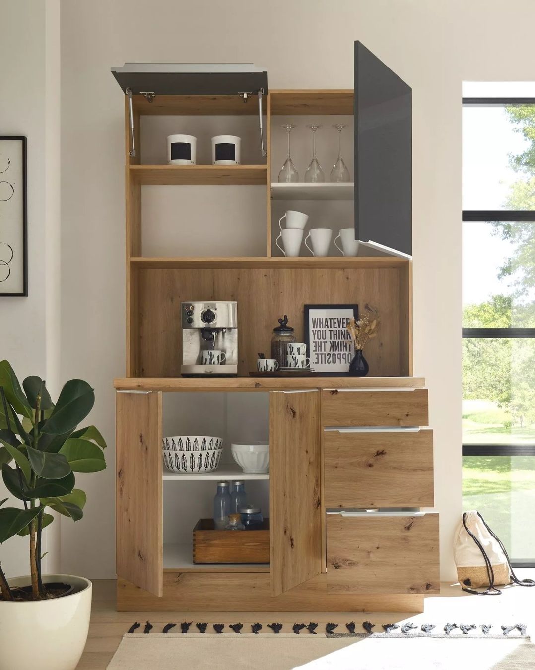 Credenze: 938 - Buffetschrank Küchen Buffet Premium 120cm Grau Eiche – Nuovo e nell'imballaggio originale da Wallenwil venduto da toesstalvertrieb 2