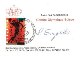 Olympiade LAUSANNE Visitenkarte Stempel Briefmarken OLYMPIA