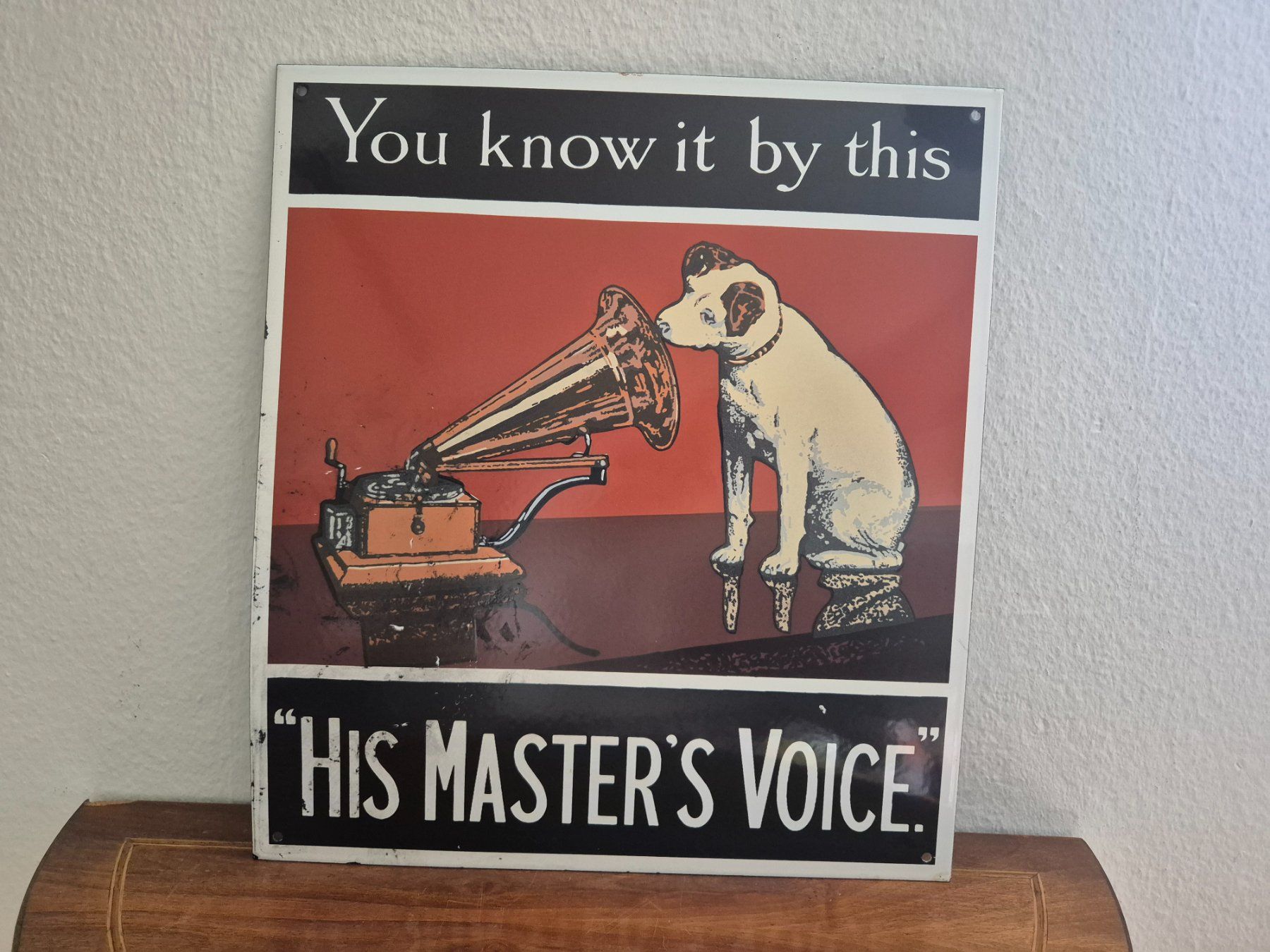 Insegne: Emailschild His Masters Voice Schallplatte Emaille Schild – Usato da Schaffhausen venduto da pfanis09