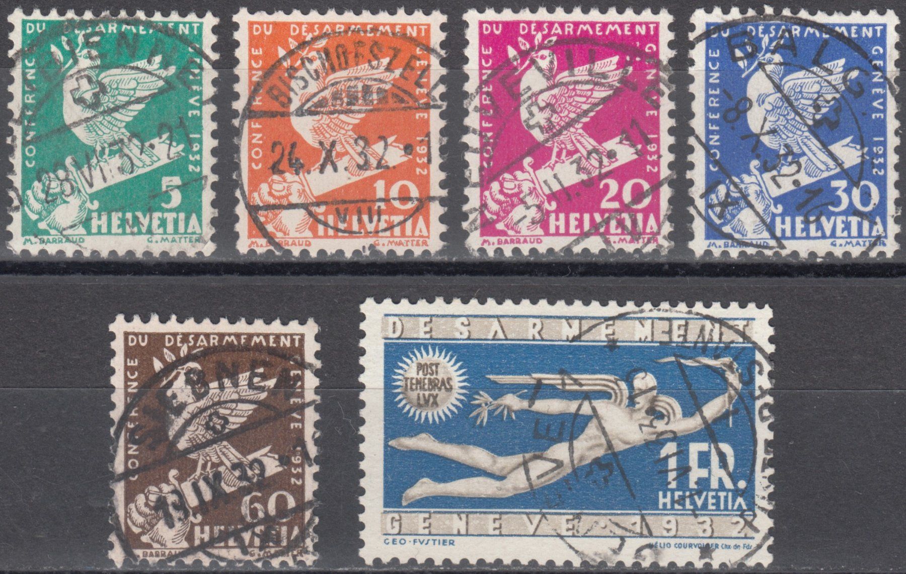 Tutti i francobolli: SBK 185 - 190 mit Vollstempel – Usato da Bürglen TG venduto da StampGraf