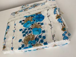 3x Stoffe mit Blumenmuster Blau Weiss Braun 139x 410/155/405