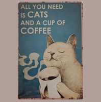 🔥 CATS COFFEE Katzen Blechschild 🩵 20x30cm OVP 🔥