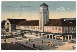 Ansichtskarte Badischer Bahnhof, Basel - gelaufen 1925