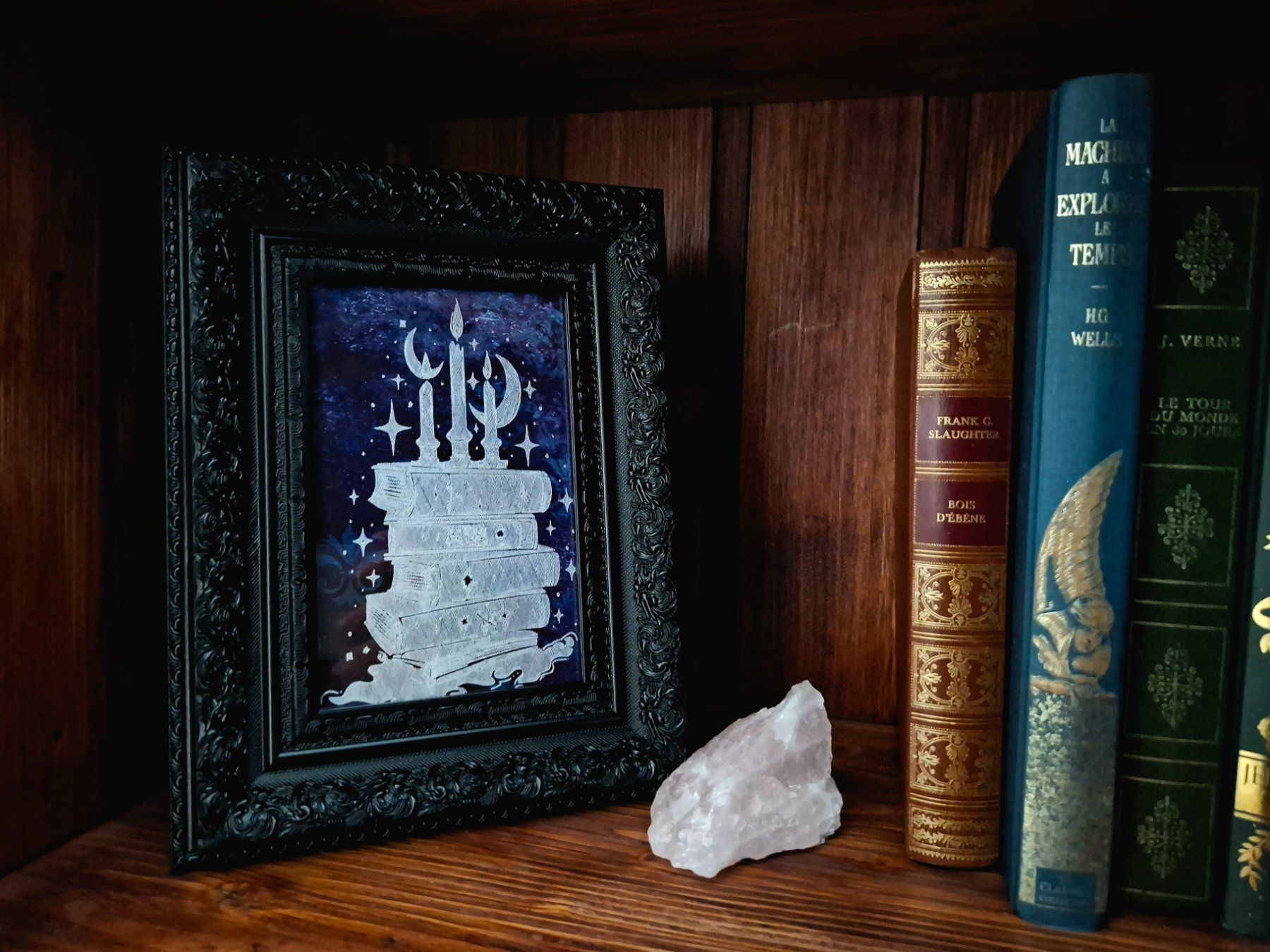 Alle Dekorationen: Plaque métal "Moon & Books", fait main, bleue – Gebraucht aus Troinex von adelineac 2
