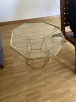  Beistelltisch mit Glasplatte in Gold-Optik