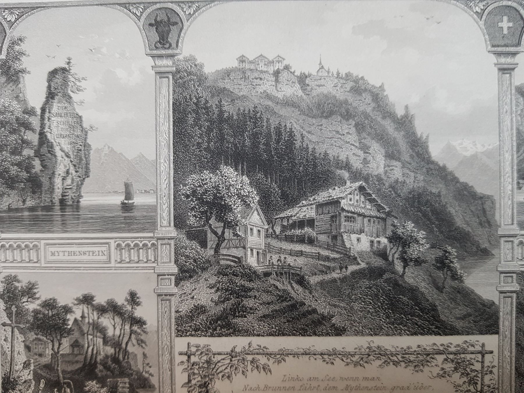 Dipinti: gravure  " Le Rütli" avec plusieurs vues – Usato da Lausanne venduto da leneko 1