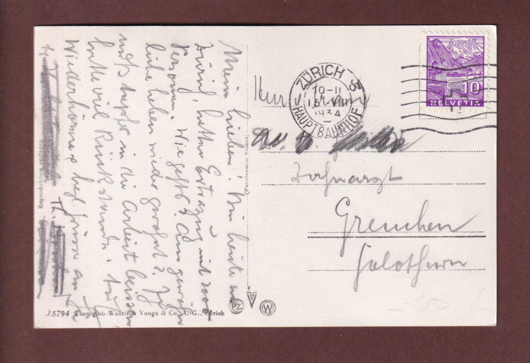 Ansichtskarten: ZÜRICH - Altstadt - 1934 – Gebraucht aus Pully von nicecards-shop 1