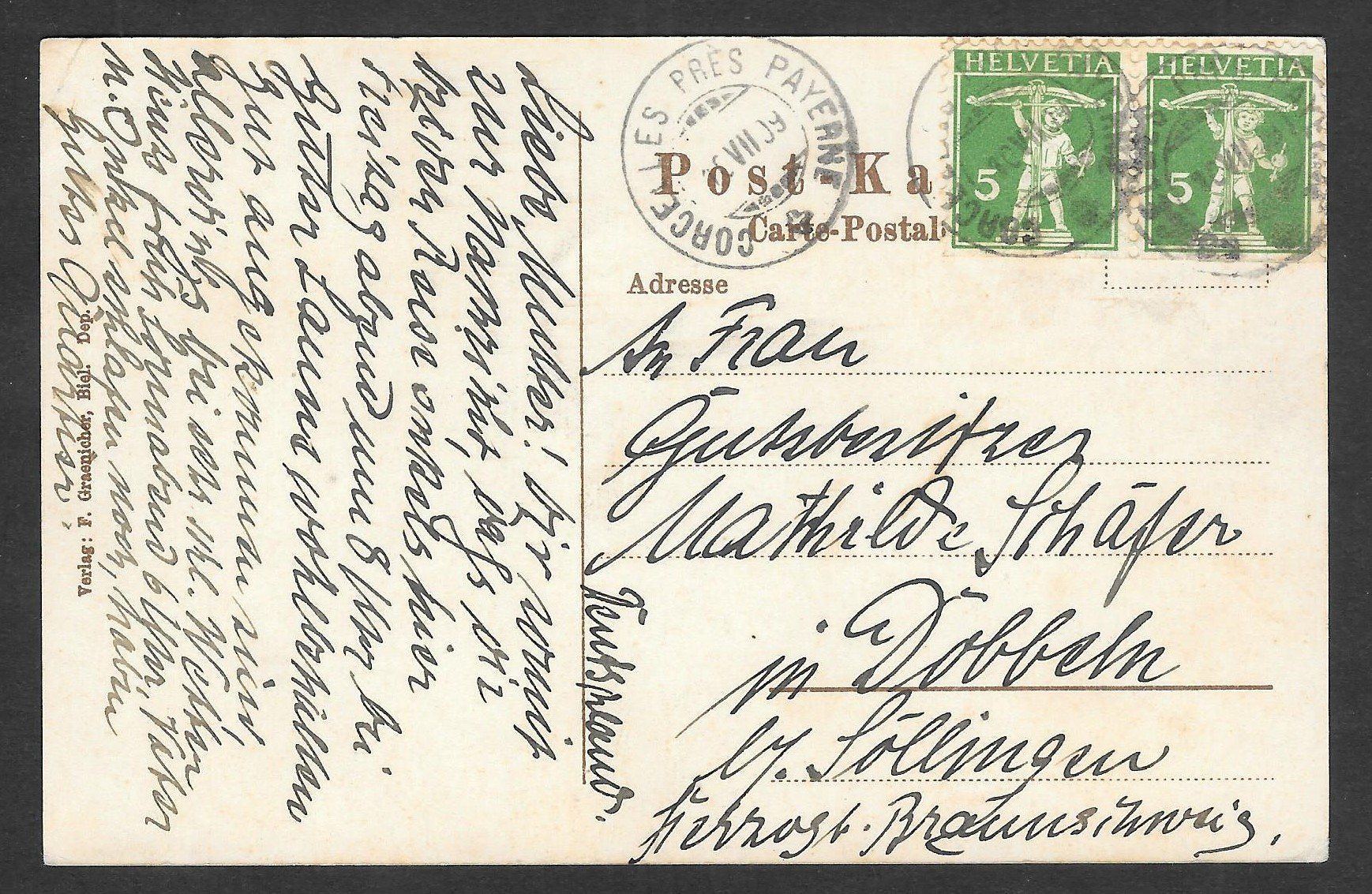 Cartoline postali: Biel - Bienne Generalansicht und die Alpen – Usato da Olten venduto da clotaldi 1